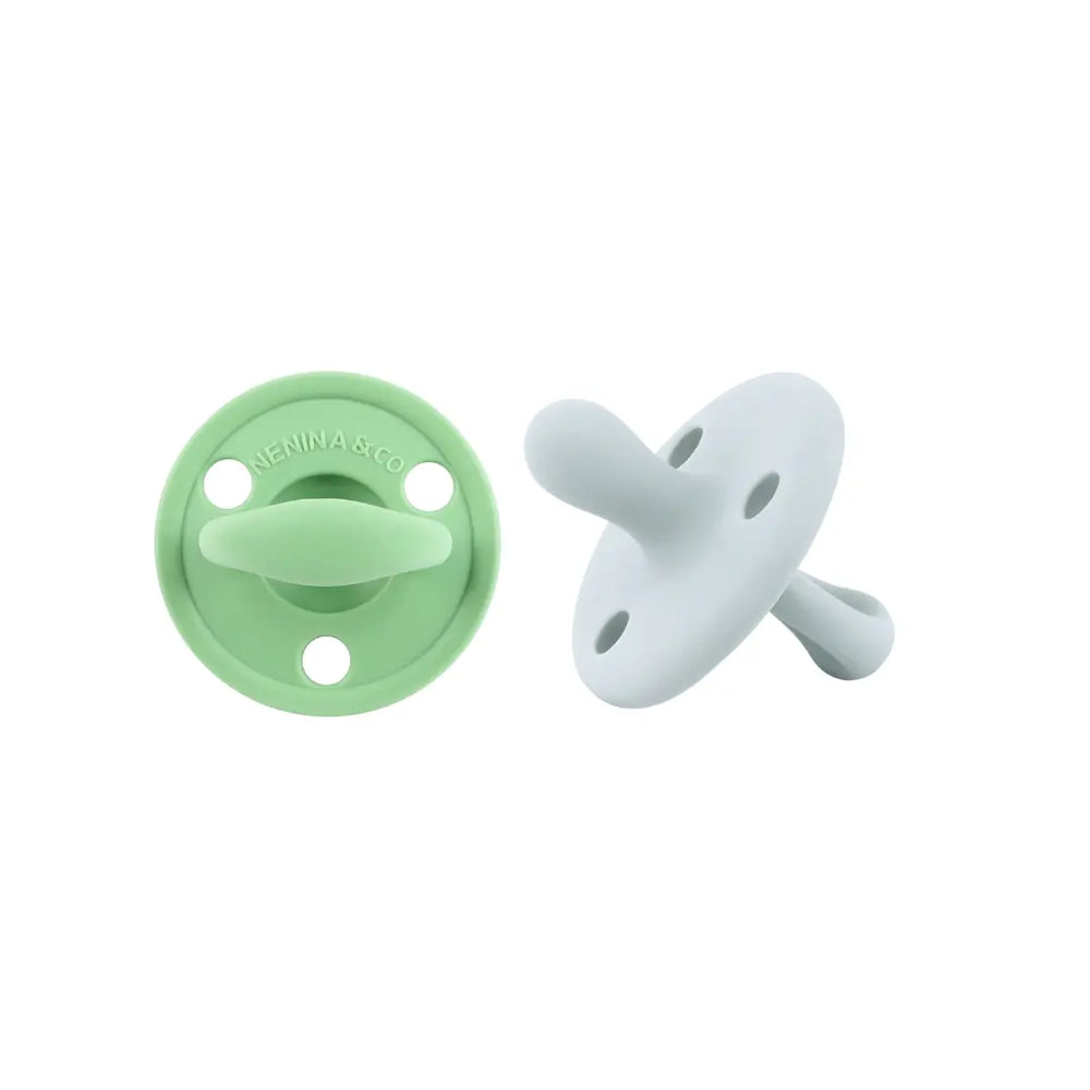 Kit 2 Chupetes Clásicos para Bebé  Oliva y Gris | Silicona Orgánica Nenina & Co 