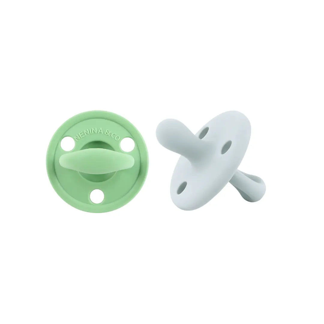 Kit 2 Chupetes Clásicos para Bebé  Oliva y Gris | Silicona Orgánica Nenina & Co 