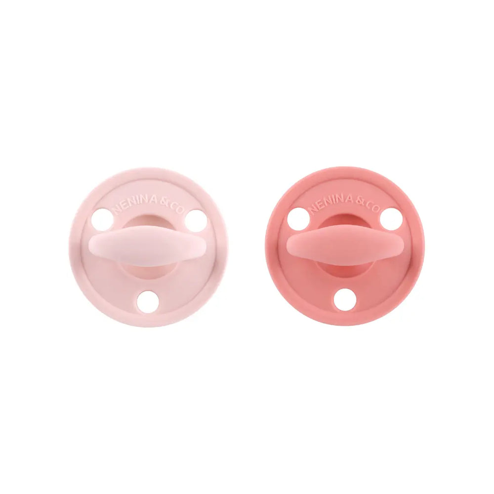 Kit 2 Chupetes Clásicos para Bebé Rosa y Rosa pálido| Silicona Orgánica Nenina & Co 