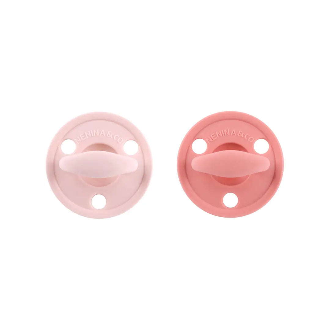 Kit 2 Chupetes Clásicos para Bebé Rosa y Rosa pálido| Silicona Orgánica Nenina & Co 