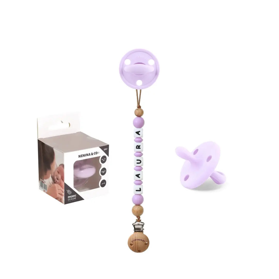 Kit Chupete Diamond Malba de Silicona + Chupetero con Nombre | Nenina & Co. 