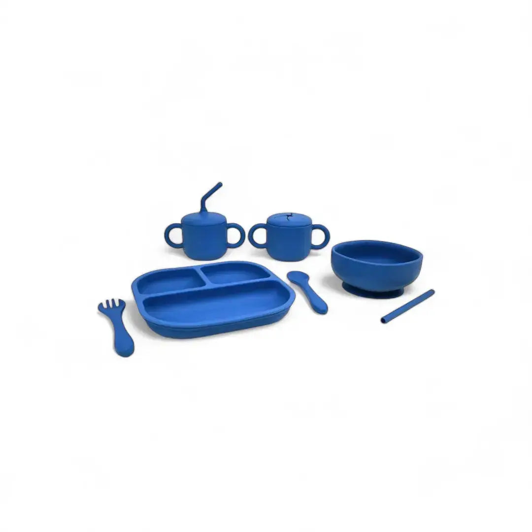 Vajilla BLW Blue 9 Piezas de Silicona orgánica con ventosas Nenina & Co 