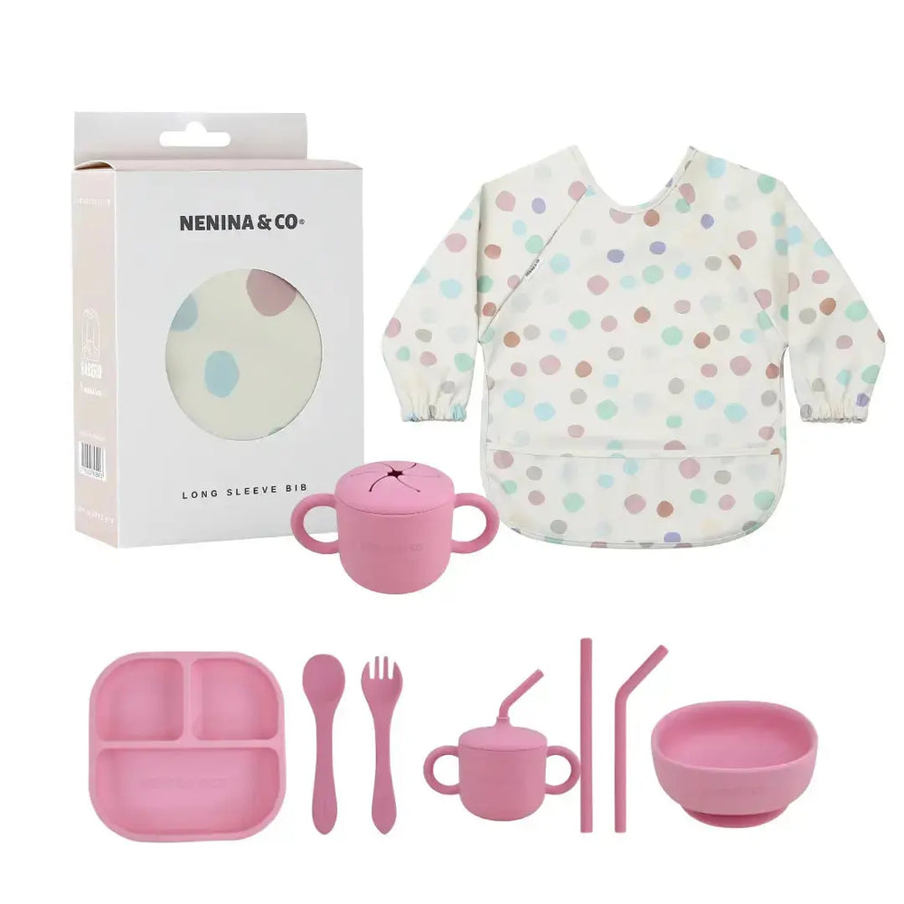 Vajilla BLW Pink 9 Piezas de Silicona orgánica con ventosas Nenina & Co 