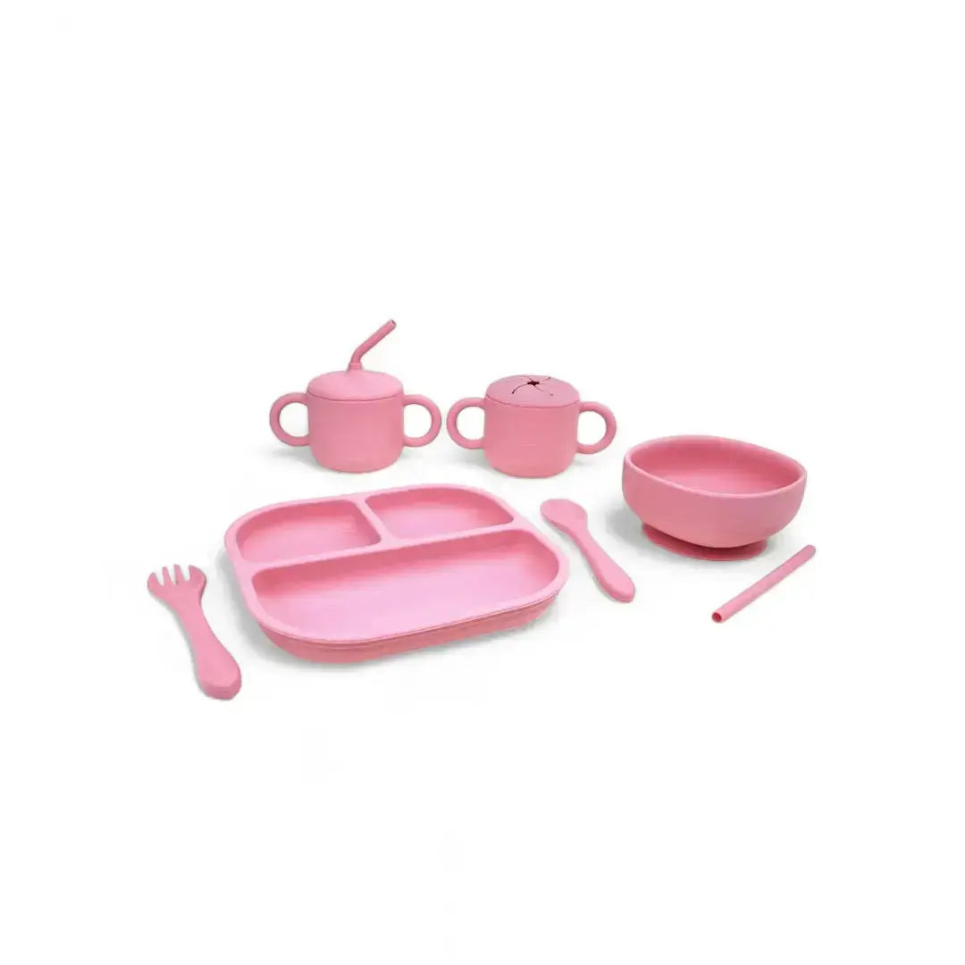 Vajilla BLW Pink 9 Piezas de Silicona orgánica con ventosas Nenina & Co 