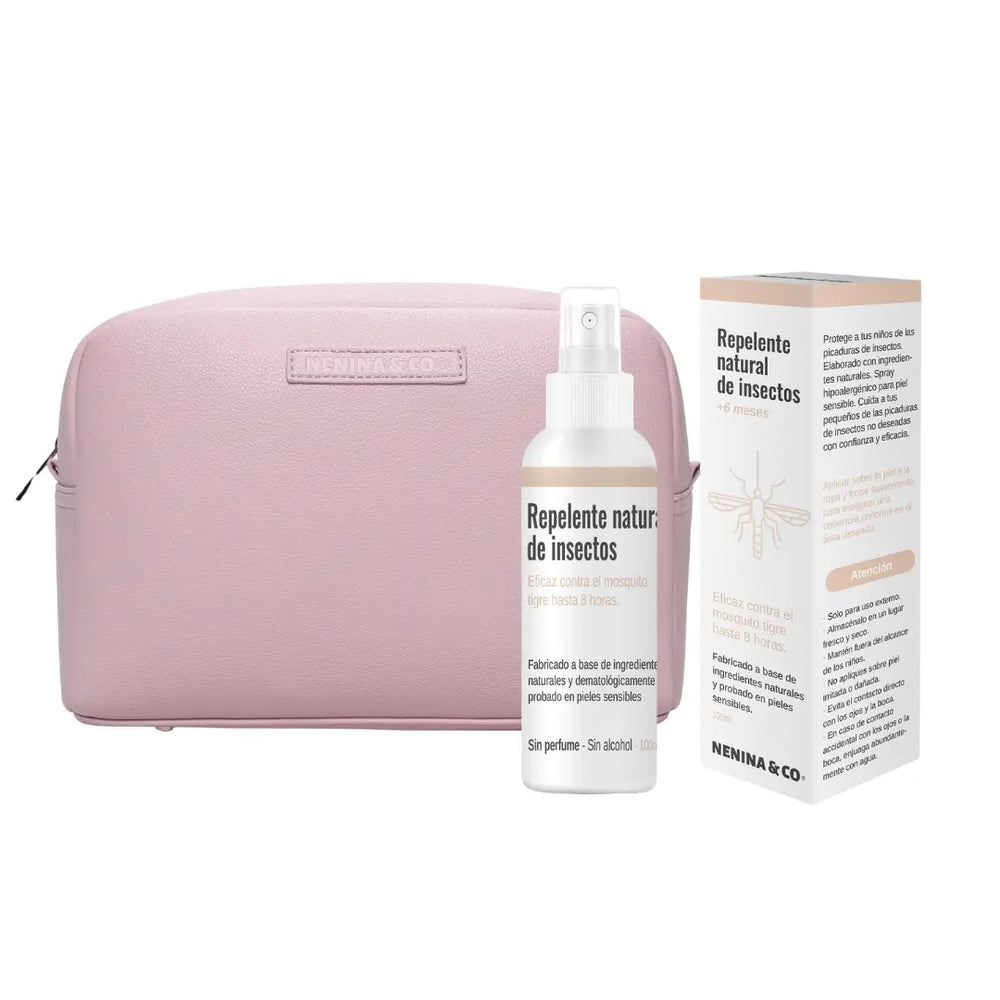 Kit Familiar Nenina &amp; Co: Neceser de Eco Piel + Spray Repelente Natural Nenina & Co 