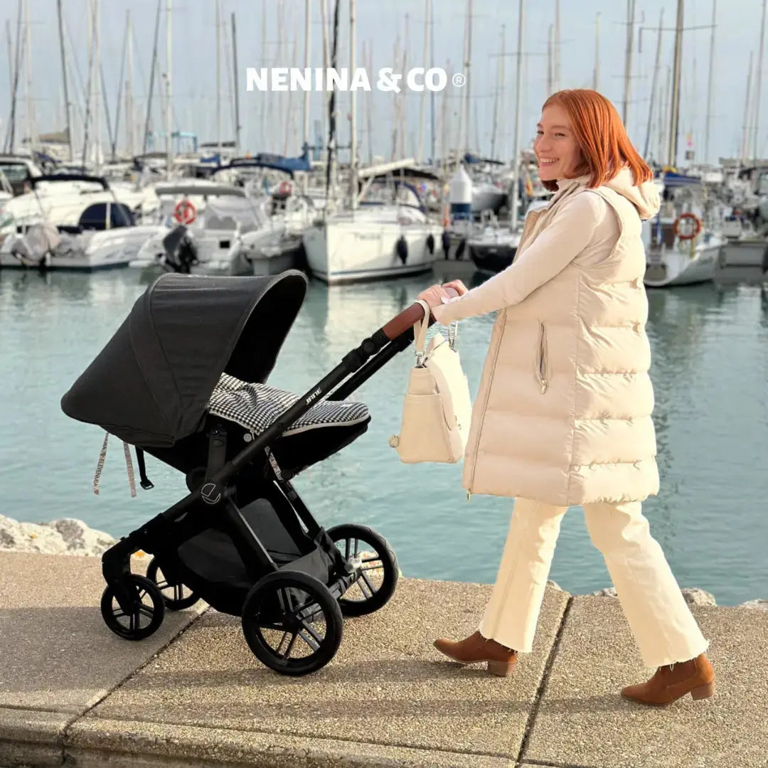 Kit Nacimiento - Bolso Maternal + Cambiador + Neceser + Portadocumento + Guardachupete Mirem By Nenina & Co 