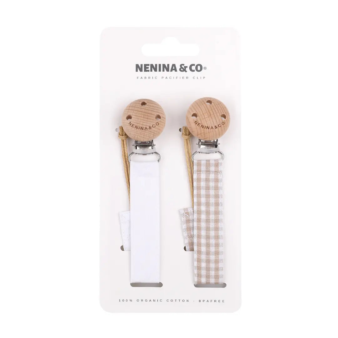 Pack 2 chupetes + Pack 2 chupeteros Beige y Lila DIAMOND By Nenina & Co