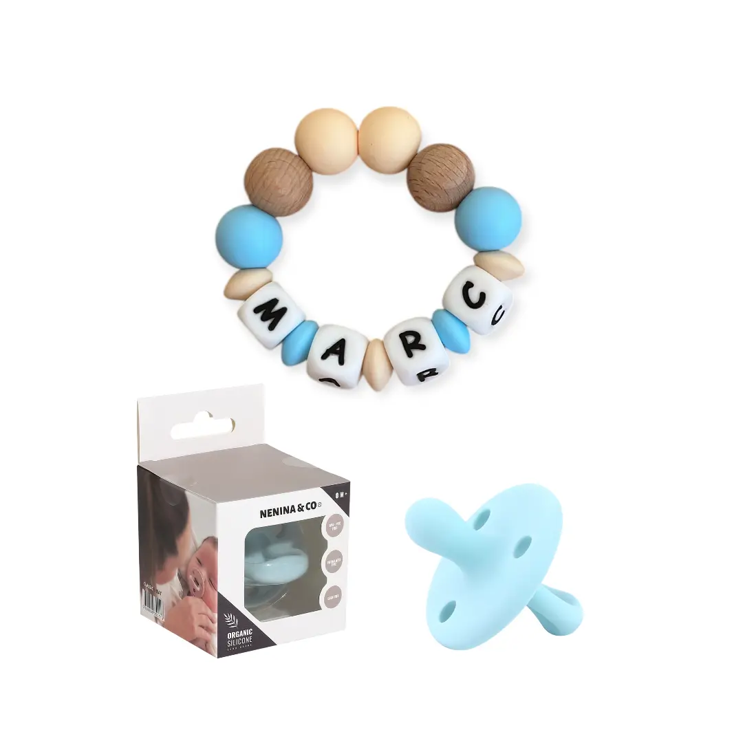 Set Clásico Nenina & Co: Chupete + Mordedor Personalizado con Nombre 
