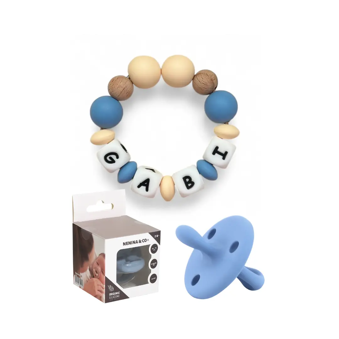 Set Diamond Nenina & Co: Chupete Diamond con Tetina Fisiológica + Mordedor Personalizado 