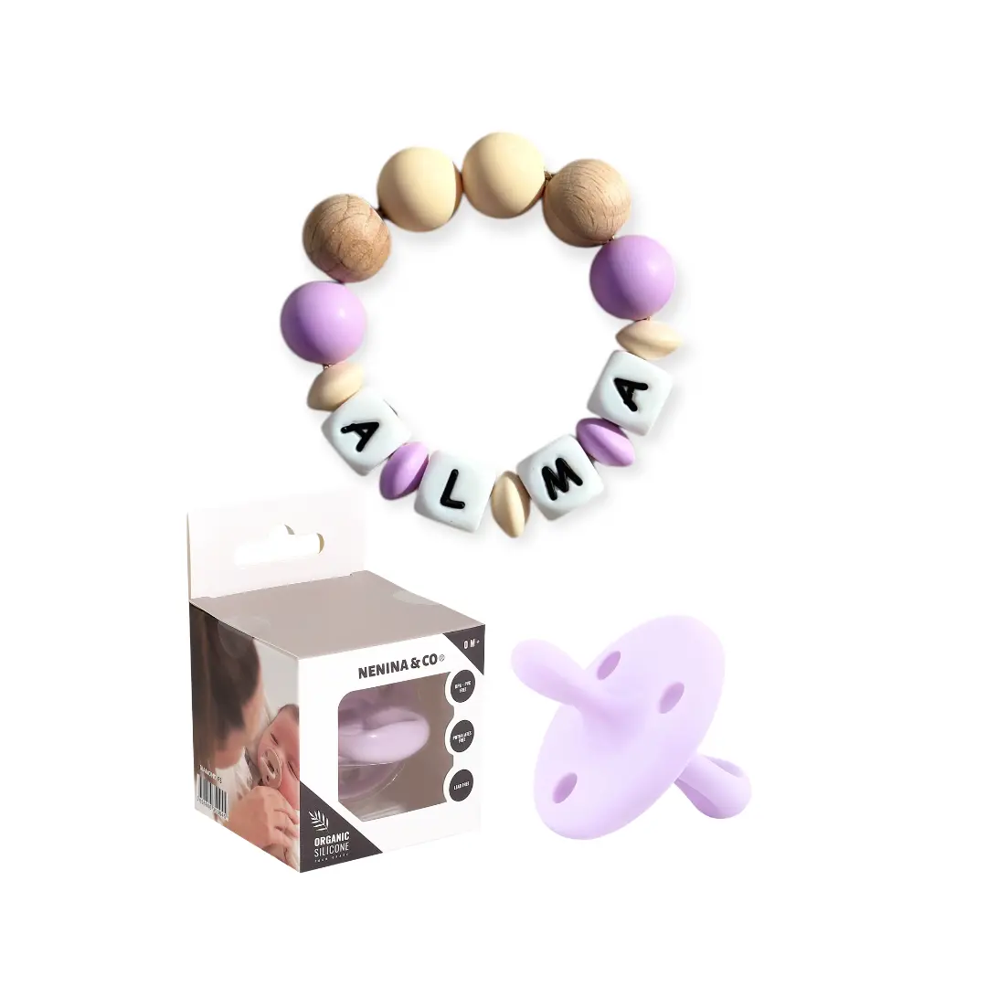 Set Diamond Nenina & Co: Chupete Diamond con Tetina Fisiológica + Mordedor Personalizado 