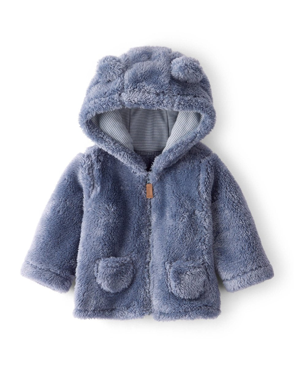 Chaqueta para bebé con diseño azul liso con sherpa - Carter's