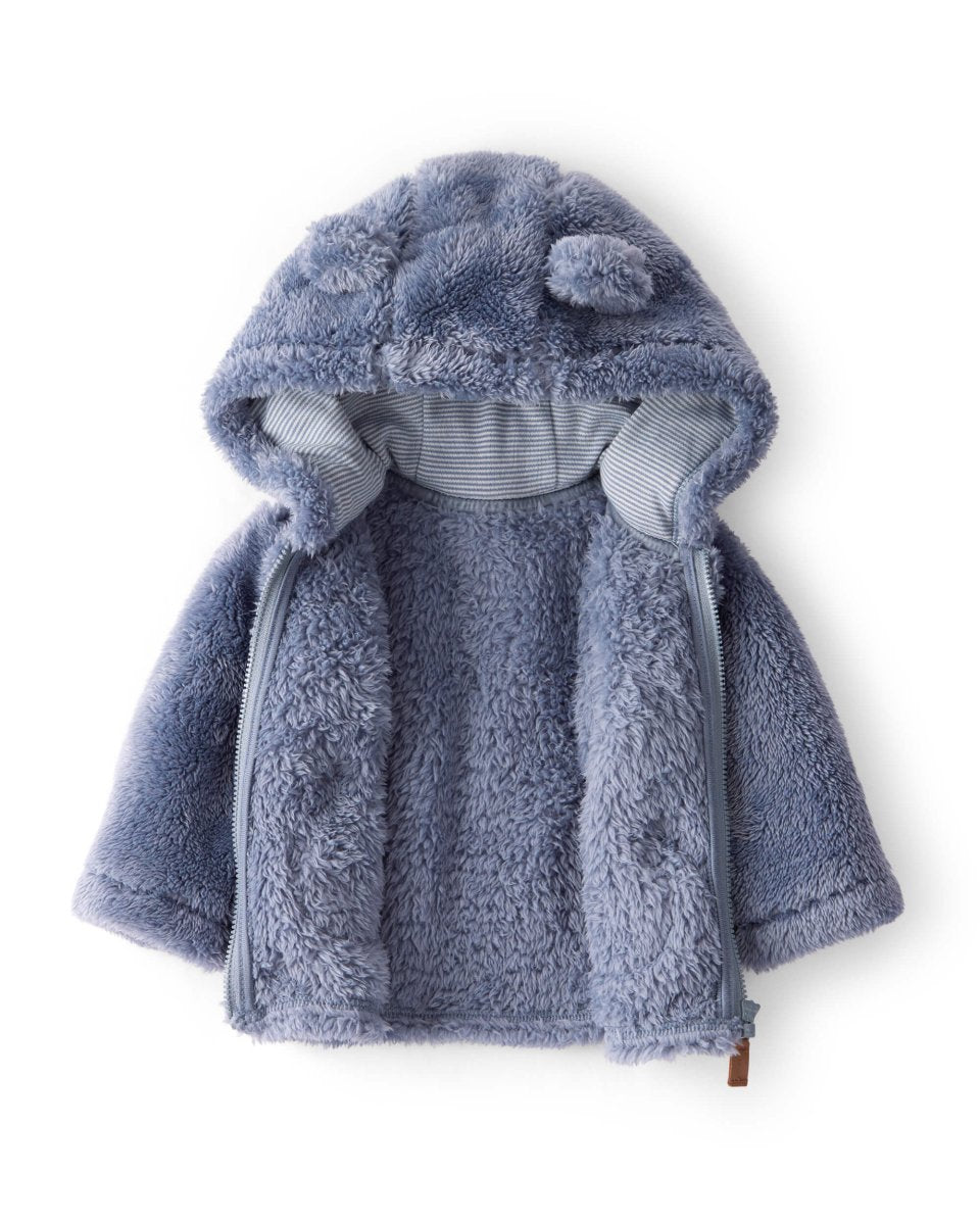 Chaqueta para bebé con diseño azul liso con sherpa - Carter's