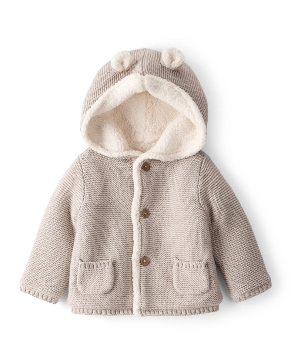 Chaqueta para bebé con diseño liso gris con sherpa - Carter's