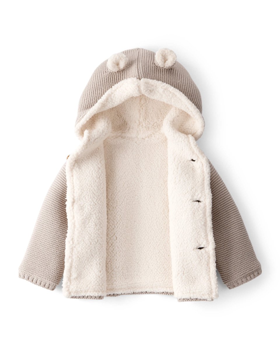 Chaqueta para bebé con diseño liso gris con sherpa - Carter's