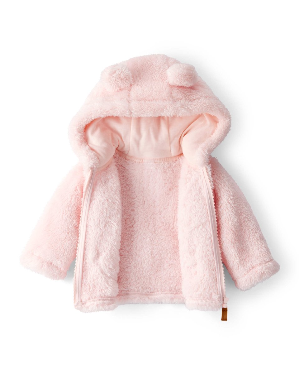 Chaqueta para bebé con diseño rosa liso con sherpa - Carter's