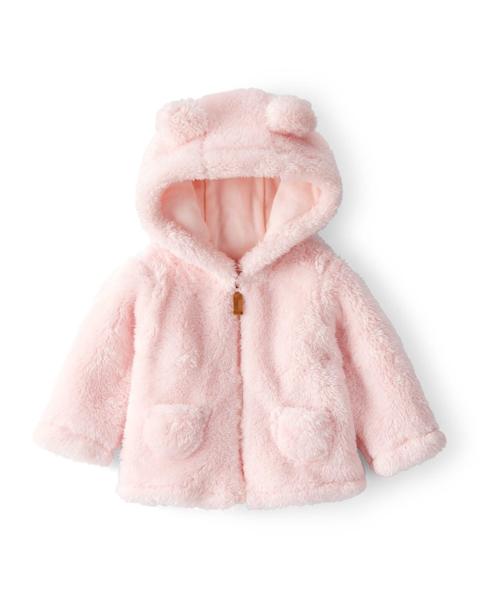 Chaqueta para bebé con diseño rosa liso con sherpa - Carter's