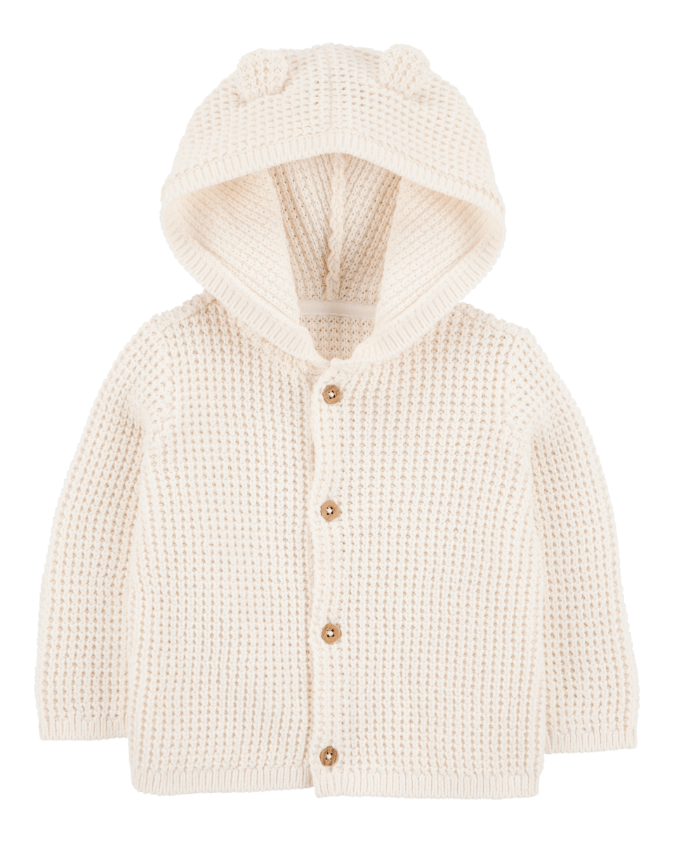 Chaqueta punto canalé capucha diseño oso - Carter´s