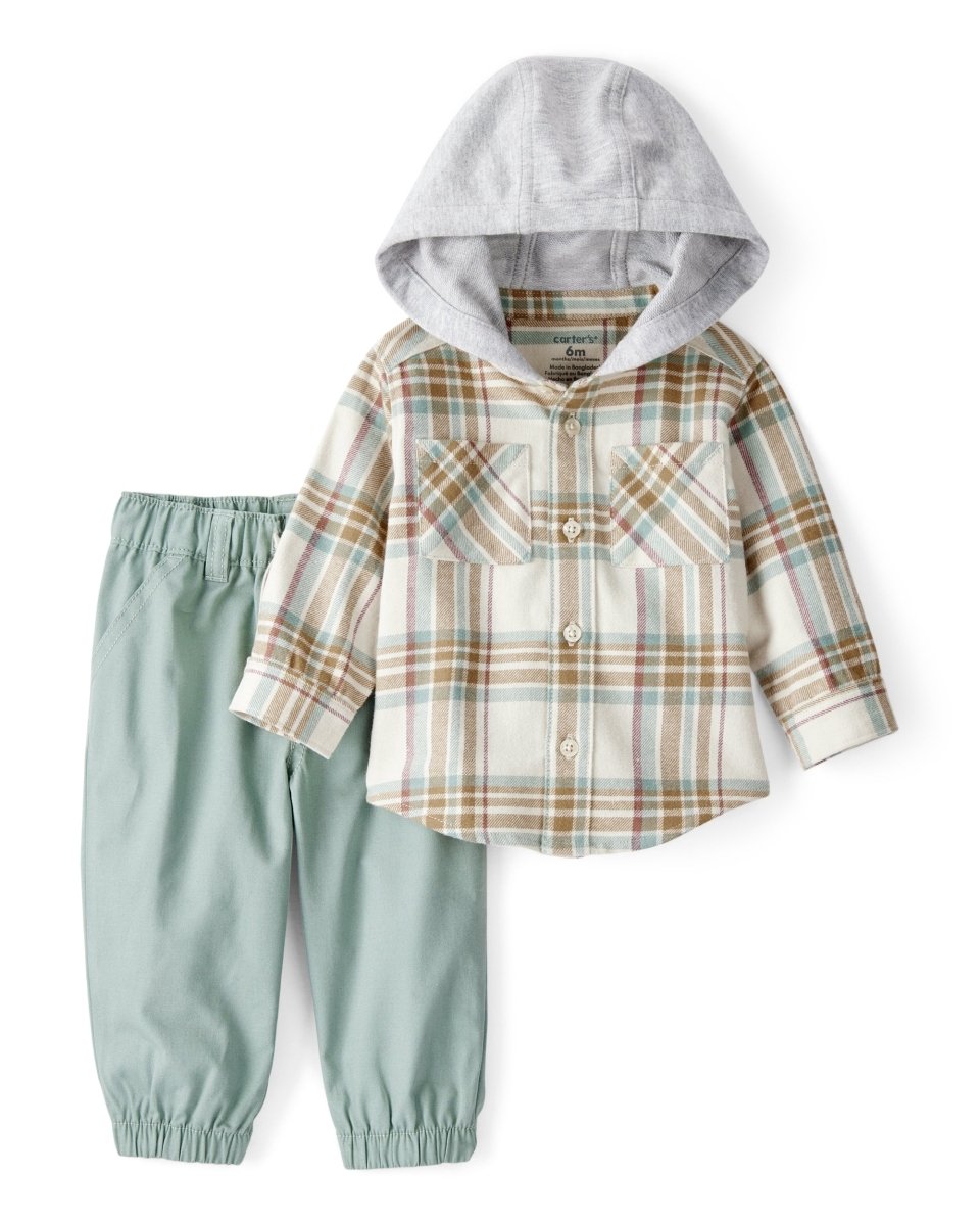 Conjunto 2 piezas pantalón de franela con capucha para bebé niño - Carter's