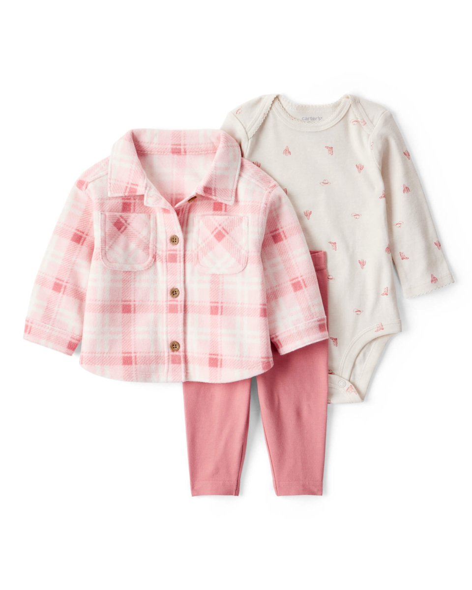 Conjunto 3 piezas con cazadora para bebé con diseño rosa bebe nina - Carter's