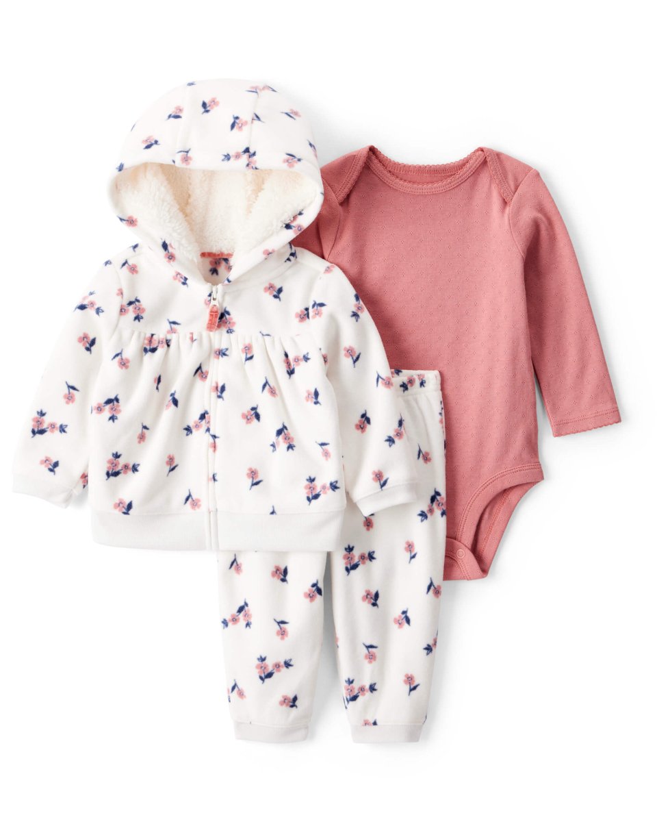 Conjunto 3 piezas con chaqueta para bebé con diseño floral bebe nina - Carter's