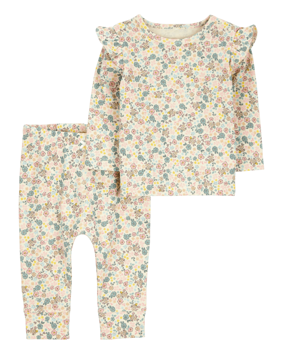 Conjunto de dos piezas de algodón, pantalón y camiseta, diseño floral - Carter´s