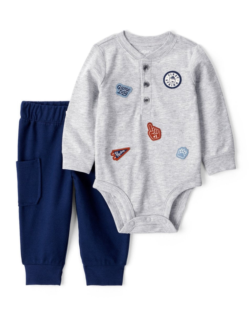 Conjunto dos piezas con body estampado y pantalón de algodón - Carter's