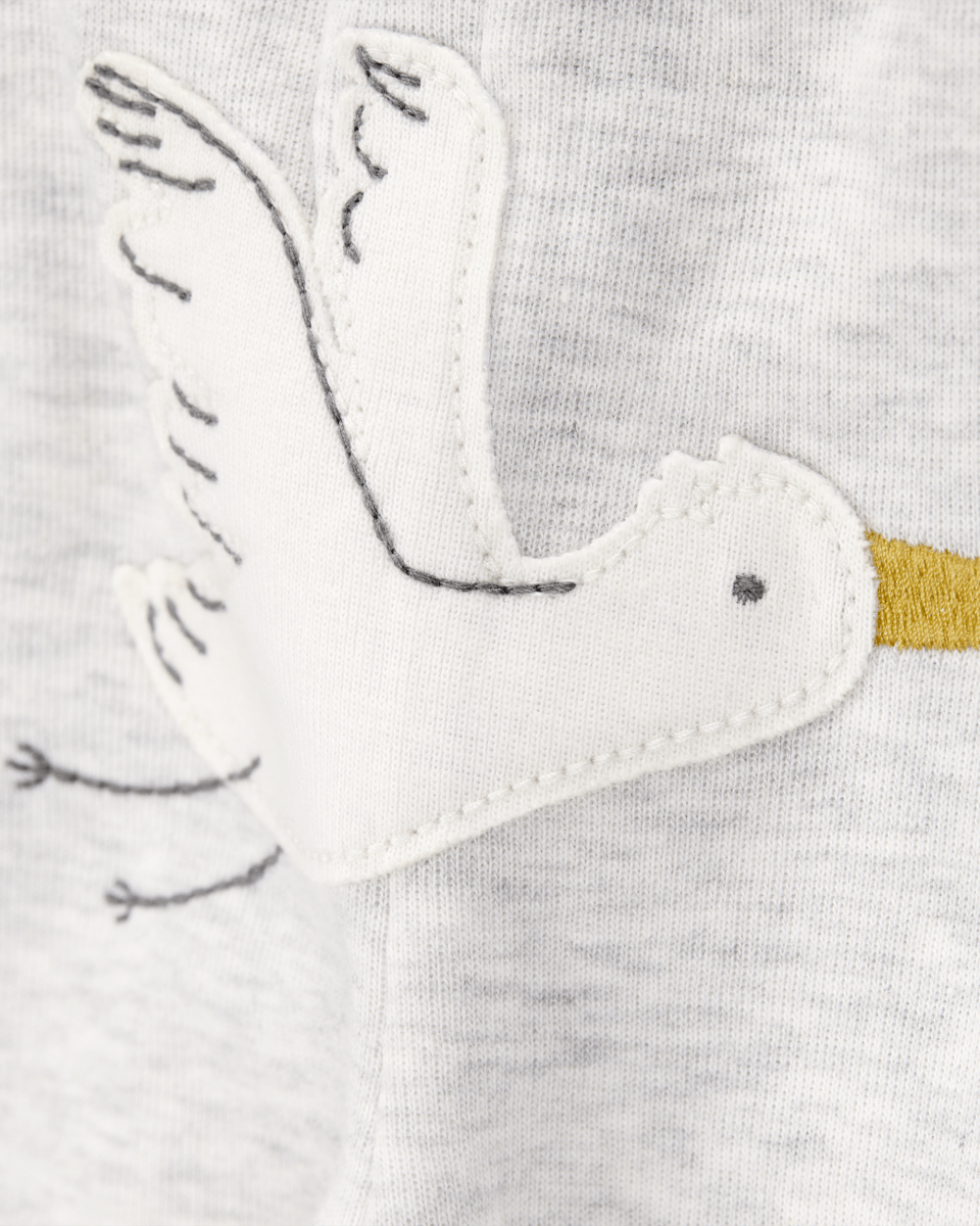 Conjunto tres piezas algodón pantalón y dos bodies diseño cigüeña - Carter´s