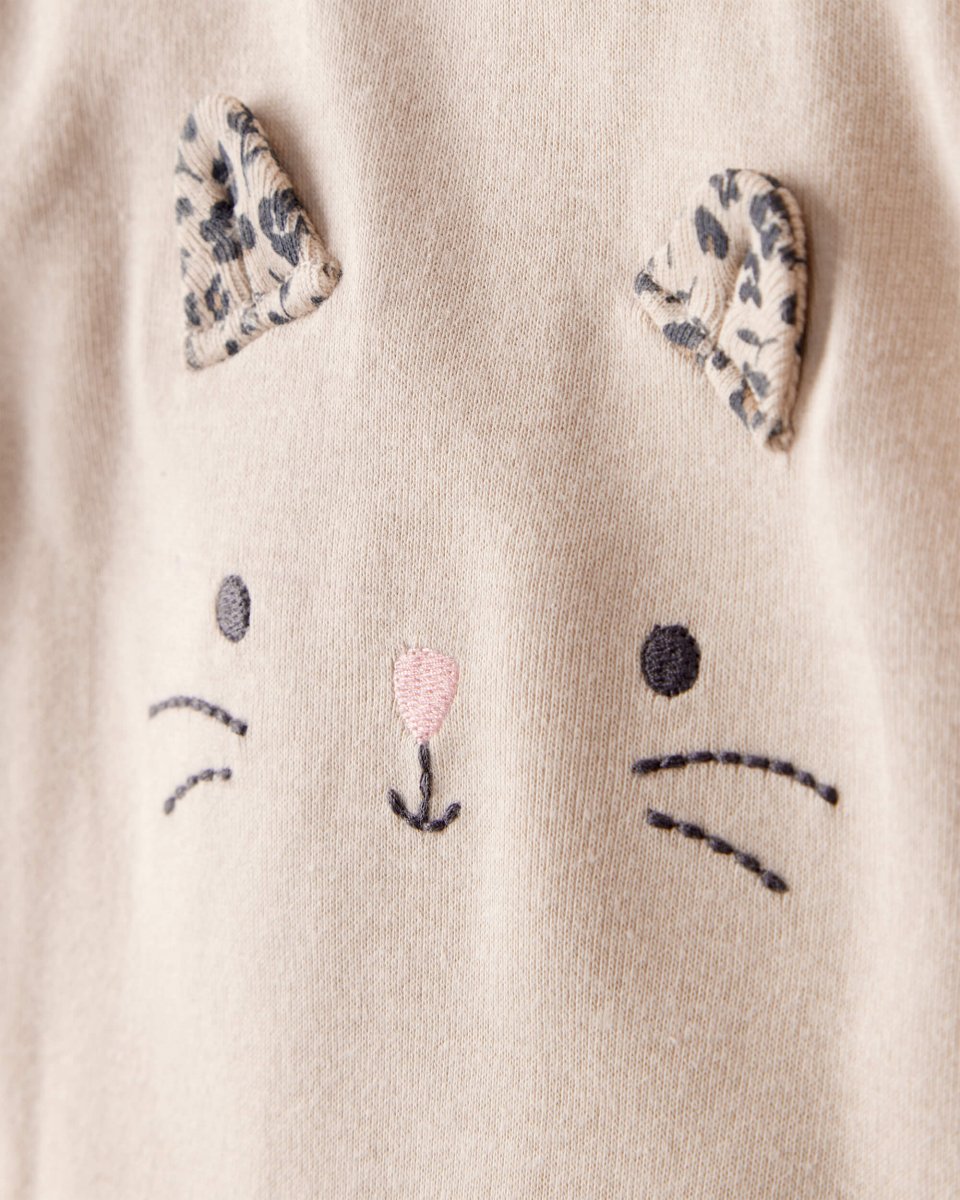 Conjunto tres piezas bodies manga larga y pantalón estampado leopardo - Carter's