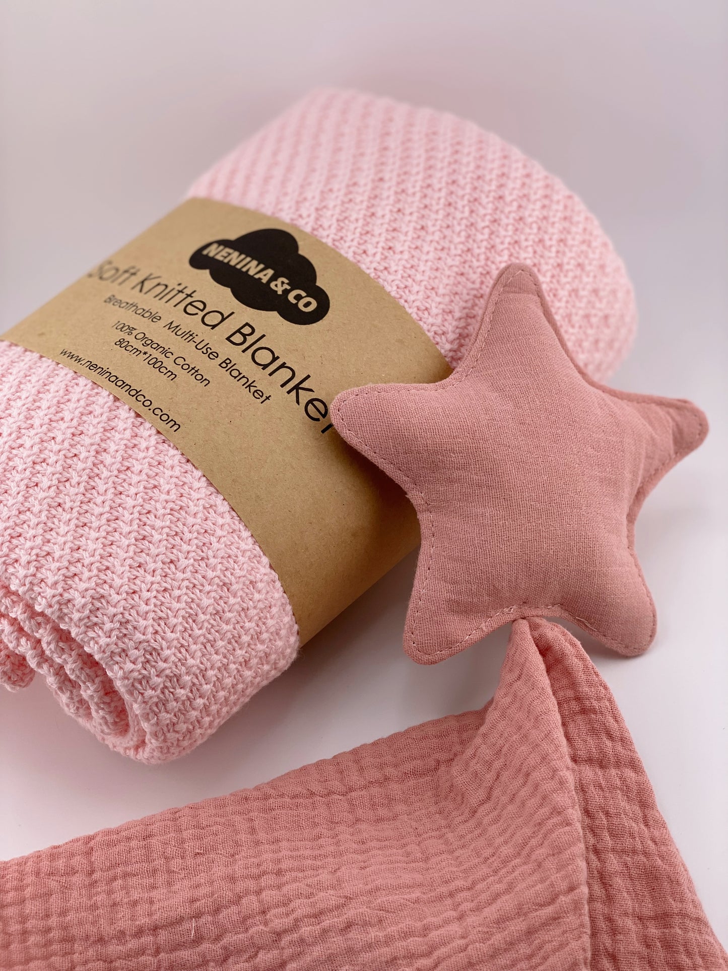 Pink knitted blanket 100% Organic Cotton Nenina & Co – Nenina & Co®️