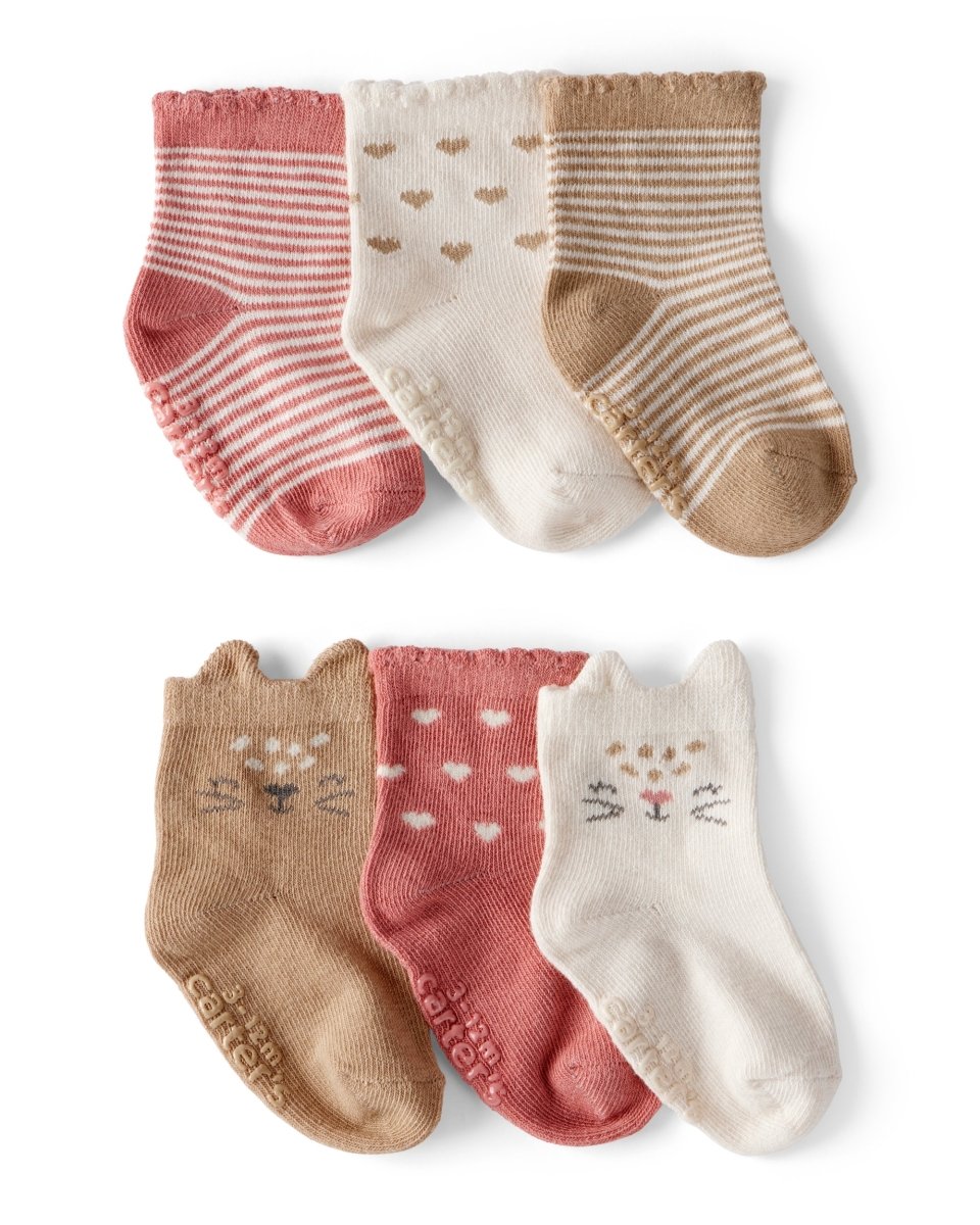 Pack 6 calcetines tobilleros de bebé con gatitos | Carter’s ES - Carter's