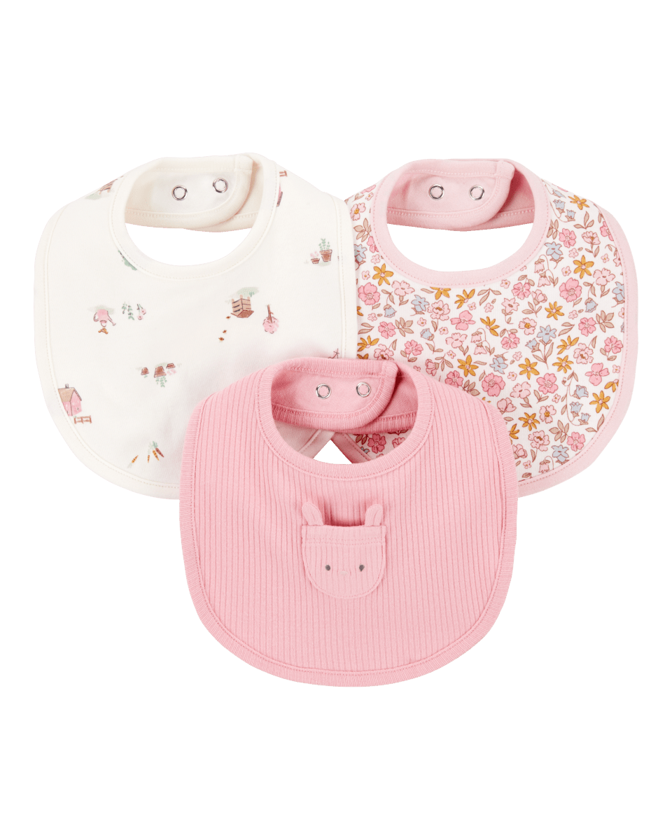 Pack tres baberos algodón diseño conejita - Carter´s