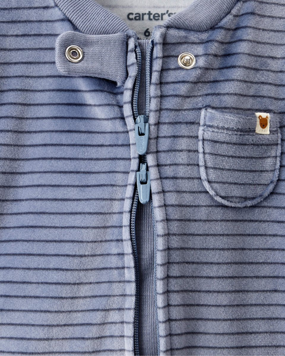 Pijama dos piezas de felpa con gorro azul - Carter's