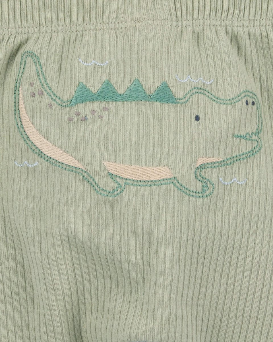 Set tres piezas de algodón, pantalón y dos bodies, diseño caimán - Carter´s